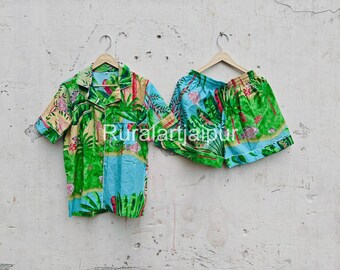 Indian Cotton Short Pajama Set: Bridal Party Sleepwear