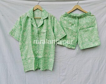 Floral Bridesmaid Short Pajama Set: Customized Bridal Gift, 100% Cotton