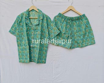 Floral Cotton Pajama Shorts Set, Bridesmaid Gift