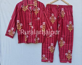 Cotton Bridal Pajama Set, Floral Print Sleepwear