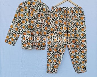 Cotton Floral Pajama Set, Bridesmaid Gift, Personalized Bridal Pajamas