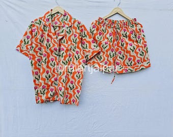 Floral Cotton Short Pajama Set, Bridesmaid Gift, Bachelorette Party