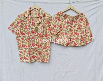 Floral Cotton Pajama Set, Bridesmaid Gift Lingerie