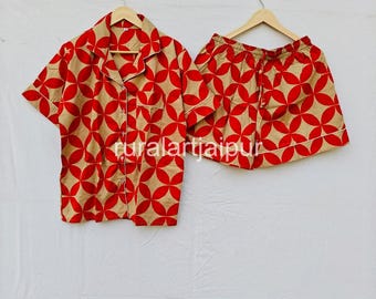 Cotton Short Pajama Set, Bridesmaid Bachelorette Gift