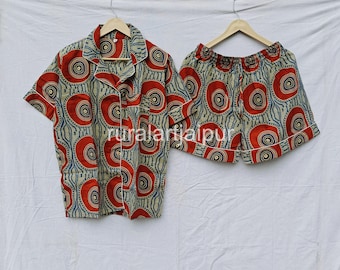 Printed Cotton Short Pajama Set, Women's Sleepwear