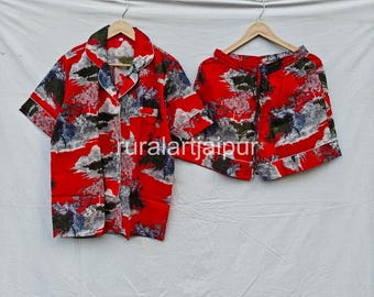 Indian Floral Cotton Pajama Set: Bridal Party PJs