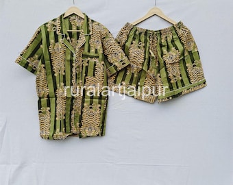 Stripe Tiger Print Cotton Pajama Set