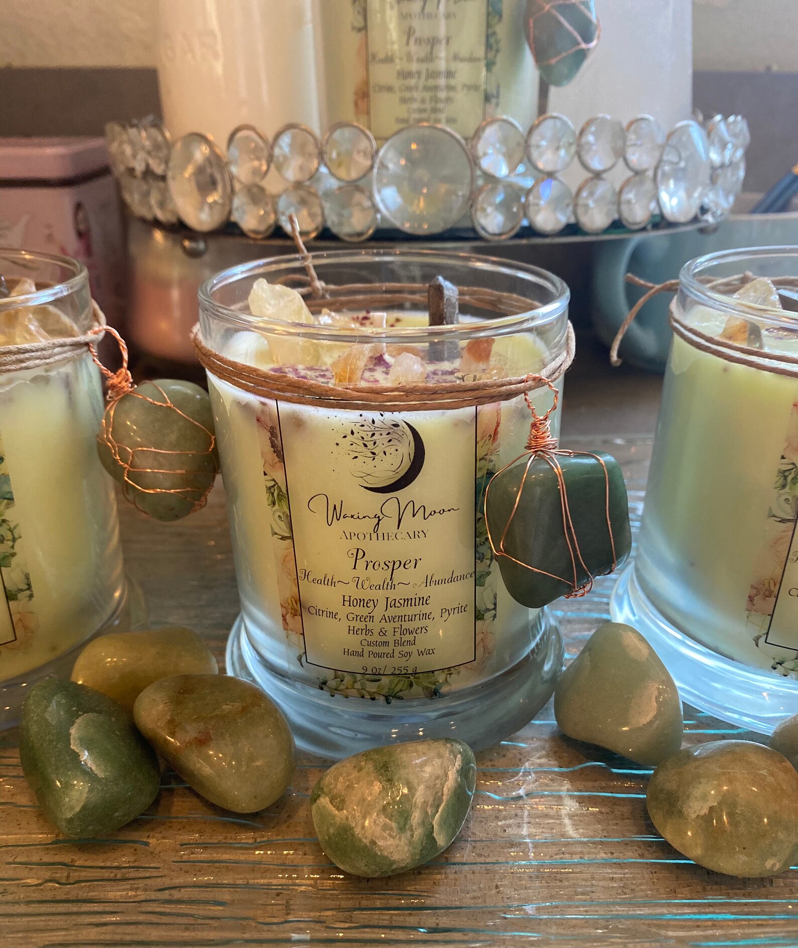 Abundance & Prosperity Candle Packed With Crystals Health Etsy