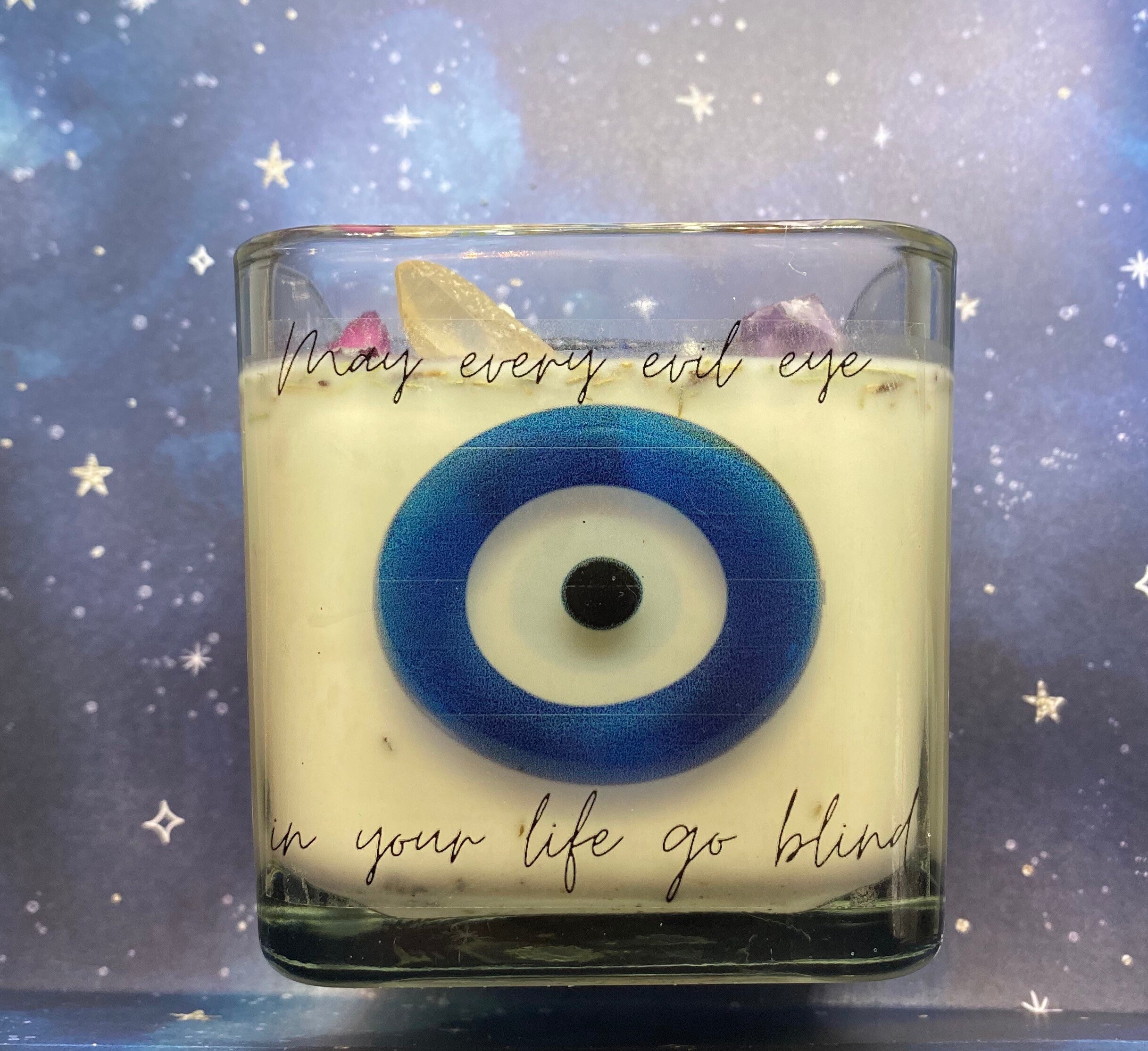 Evil Eye Candle Protection Candle Crystal Candle ritual Etsy