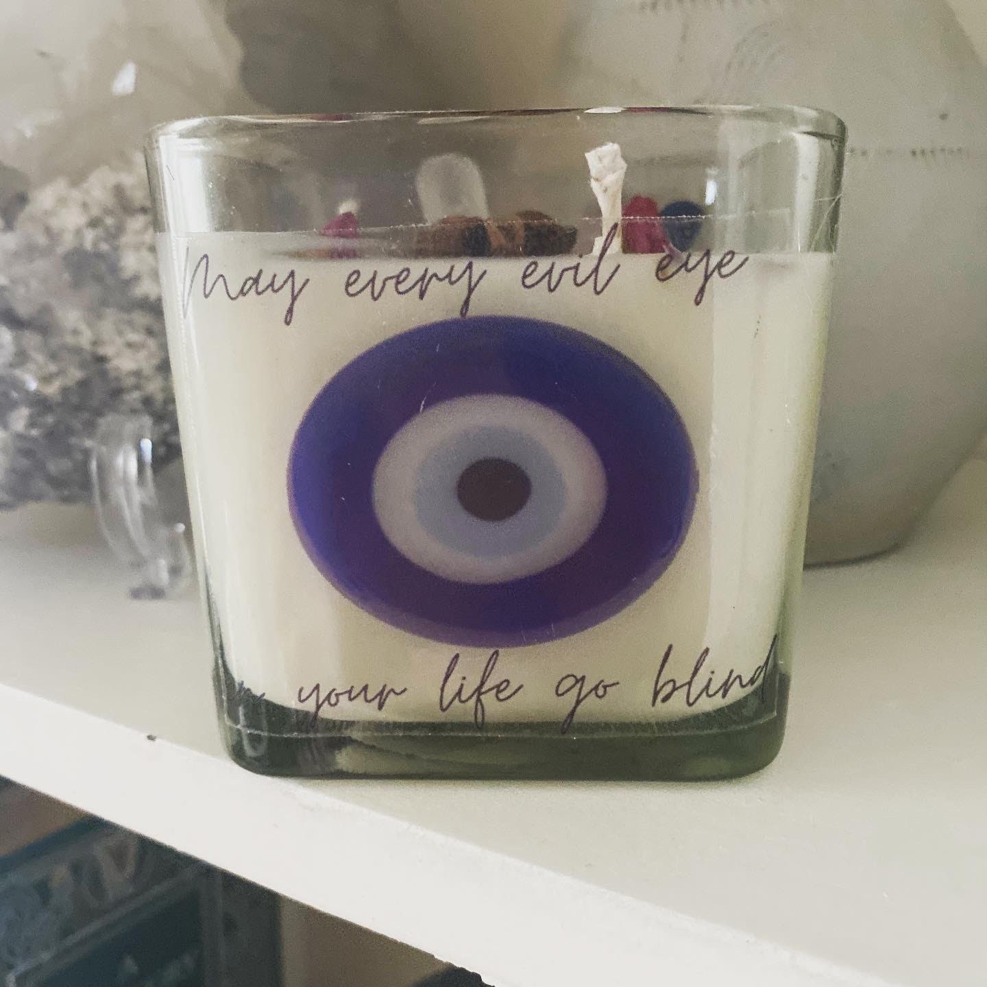 Evil Eye Candle Protection Candle Crystal Candle ritual Etsy