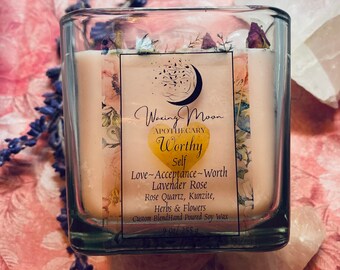 Self Love Candle, Healing candle, Manifestation Candle, Crystal Candle, Intention Candle, Ritual work