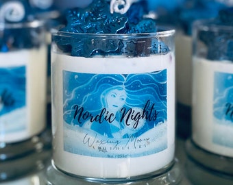 Nordic Nights Manifestation intention crystal candle, prosperity, abundance for the new year, Christmas gift
