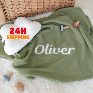 Custom Baby Blanket, Embroidered Name Blanket ,Newborn Baby Blanket, Girl /Boy  Name Blanket, Baby Knit Blanket, Baby Shower Gift, Baby Gift