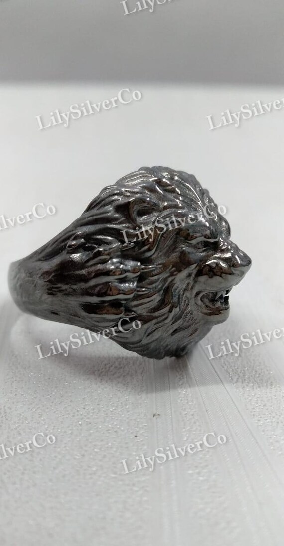 Handmade 925 Sterling Silver Lion Ring, Men's Lion Ring, Royal
