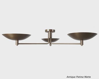 Moderne Messing 3-armige Deckenleuchte | Mid Century Modern Kronleuchter | Minimalistische Unterputz-Leuchte für Esszimmer, Wohnzimmer