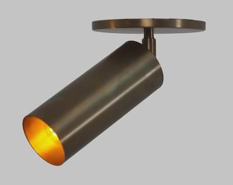 Mid Century Brass Wall Sconce, Single Bulb Semi Flush Mount Vanity Lamps Light Fixture for Bedroom, Dining, Living Room, Hallway or Kitchen
