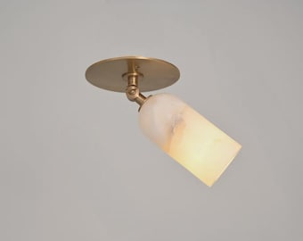 Lámpara de techo de alabastro, lámpara de techo empotrada ajustable de latón, luminaria de techo minimalista moderna.