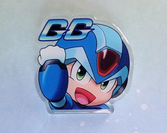 Mega Man X chibi anime emote acrylic pin (MMX)