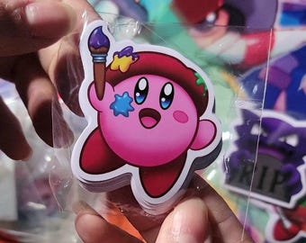 Artist Kirby cute emote vinyl sticker