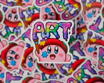 Kirby artist painter ART cute emote vinyl sticker