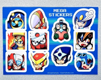Mega Man / X Sticker Sheet cute anime emote vinyl stickers
