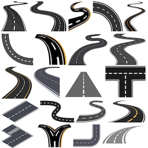 Road Svg Bundle, Road SVG Cut Files for Cricut, Highway Svg, Curved Road Svg, Bending Svg, Curved Asphalt Road Svg, ,Road Clipart,