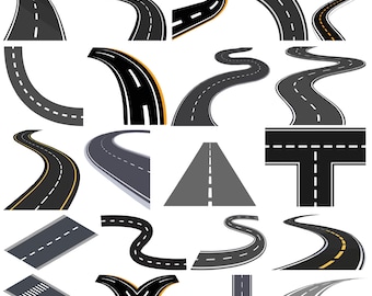 Road SVG Bundle: Highway, Asphalt, & Curved Road Cut Files
