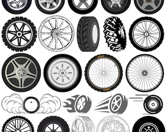 Car Wheels SVG Bundle: Tires Vector Clipart (Digital Download)