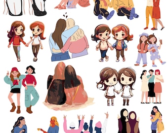 Friend Clipart SVG Bundle, Friendship Graphics (Digital Download