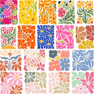 Abstract Floral Shapes Clipart Bundle, groovy flower svg,Floral svg, retro flower svg, boho flower svg, Flower Clipart, Groovy Flower Svg
