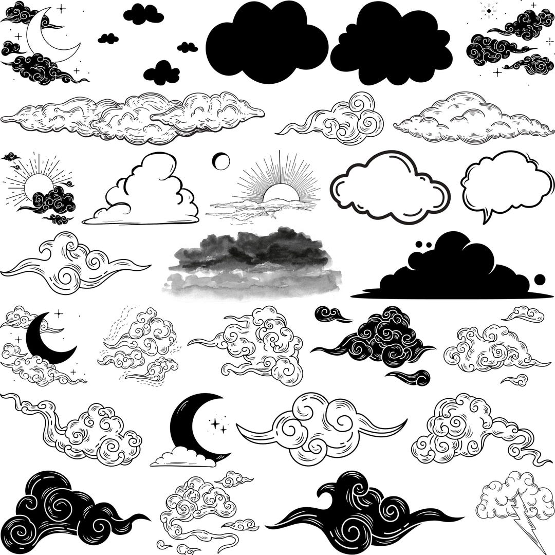 Cloud SVG Bundle, Silhouette Vector Clipart (digital Download) - Etsy