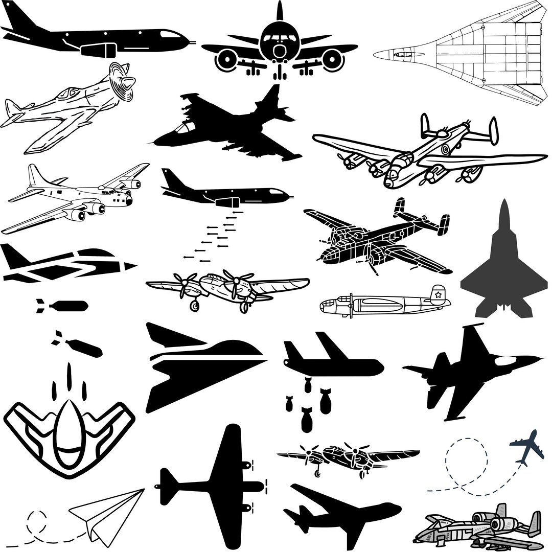 Bomber Airplane SVG Bundle: War Plane Clipart, Vector Graphics (digital ...