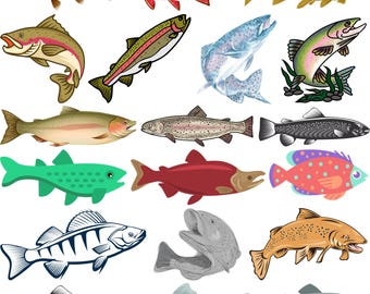 Trout SVG Bundle: Jumping Fish Clipart, Silhouette Vector (Digital Download)