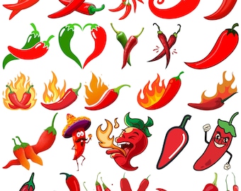 Chili Pepper SVG Bundle, Mexican Food Clipart (png, pdf, eps)