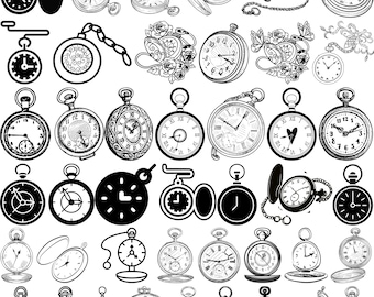 Vintage Pocket Watch SVG Bundle (Digital Files)