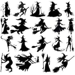 Hexe SVG Bundle: Halloween Cliparts, Hexe Silhouette (digitaler Download)