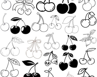 Cherry SVG Bundle, Fruit Clipart, Cut Files (Digital Download)