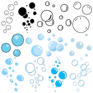 Peut inclure: Plusieurs bulles de dessin animé de différentes tailles et styles. Certaines bulles sont noires, soulignées ou remplies de bleu clair. Les bulles sont disposées en grappes et en formations individuelles, créant un visuel ludique et dynamique.