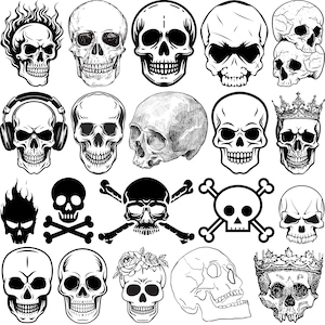 Skulls SVG Bundle, Skull Cut files for Cricut, Skull Clipart, punisher skull svg, skull silhouette, Floral Skull Bundle, Skull Vector