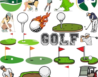 Golf SVG Bundle: Golfer Silhouette, Ball Clipart (Digital Download)