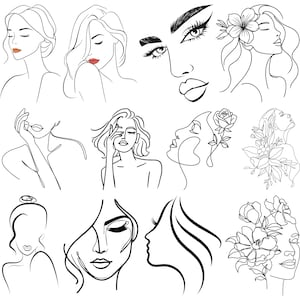 Beautiful Face Svg, Fashion Women Svg, Girl Svg, Woman Silhouette, Girl Face Svg, Woman Face Cut Files, Eyelashes, Lips, Eyes, Girl Head