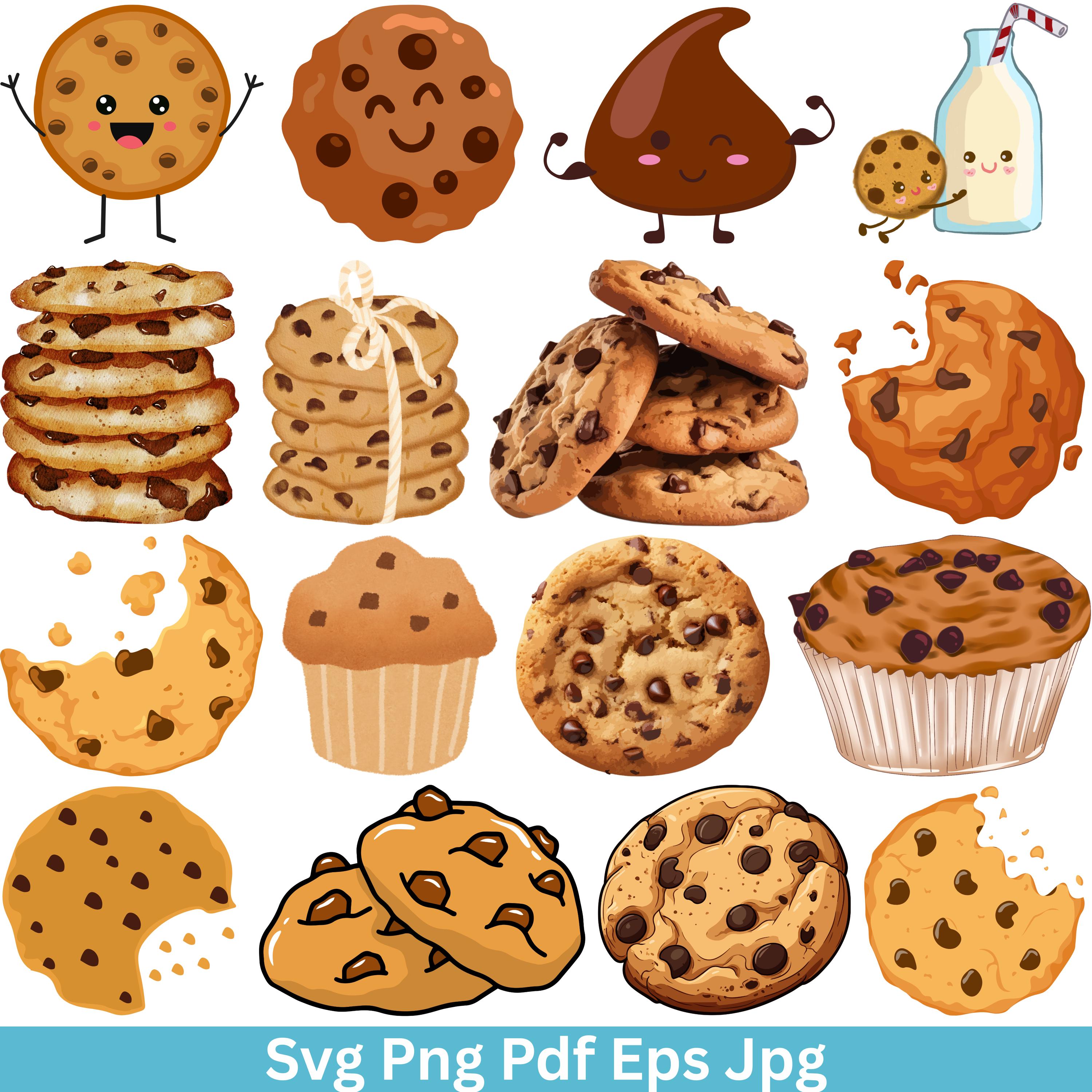 Chocolate Chip Cookie SVG Bundle: Bakery Clipart, Decal Cut Files ...