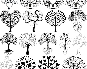 Heart Tree SVG Bundle: Love & Family Tree Clipart (Digital Download)