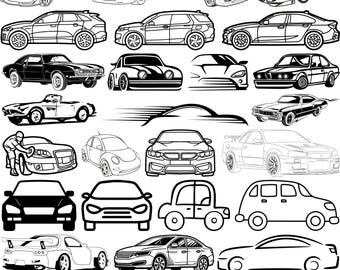 Retro Car SVG Bundle: Classic Car Clipart, Stickers (Digital Download)