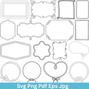 Rope Frame SVG Bundle, Rope Frame Border Clipart Set, Rope Wreath svg, Nautical Frame, Rope Border, Rope Wreath svg,
