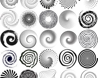 スパイラルSVGバンドル：幾何学的な渦巻きクリップアート（デジタルダウンロード）