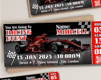 Printable Formula 1 Ticket, Editable Surprise Race Gift (Digital Download)