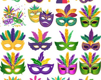 Mardi Gras Maske SVG Bundle: Karneval Maske Clipart (digitaler Download)