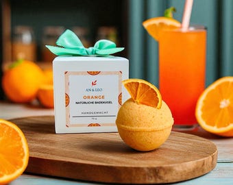 Orangenöl und getrocknete Orange - 100 % naturreine Badekugel - Geschenk