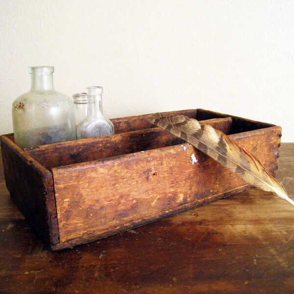 Divided Wood Box : Rustic and Weathered